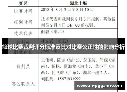篮球比赛裁判评分标准及其对比赛公正性的影响分析